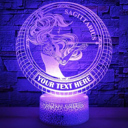 Sagittarius Zodiac Sign Personalized 3D Night Light Lamp, Astrology Archer Decor Gift Violet
