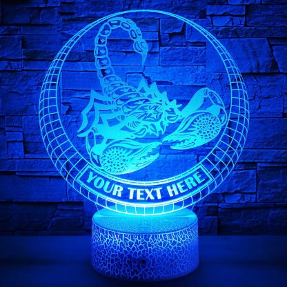 Scorpio Zodiac Sign Personalized 3D Night Light Lamp, Custom Astrology Scorpion Decor Gift Blue