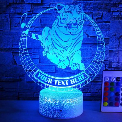 Tiger Personalized 3D Night Light Lamp, Custom Desk Decor Gift Blue