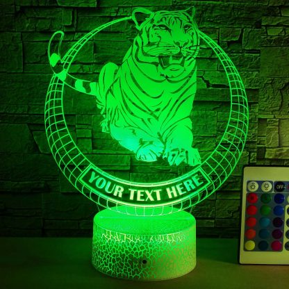 Tiger Personalized 3D Night Light Lamp, Custom Desk Decor Gift Green