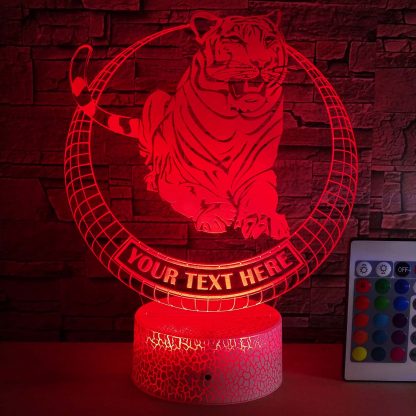 Tiger Personalized 3D Night Light Lamp, Custom Desk Decor Gift Red