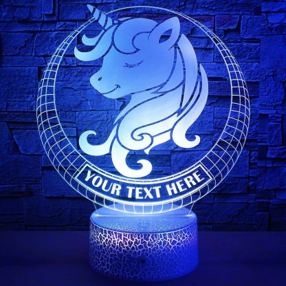 Unicorn 3D Night Light Lamp, Custom Cute Baby Unicorn Desk Decor Gift Blue