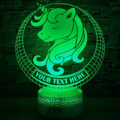 Unicorn 3D Night Light Lamp, Custom Cute Baby Unicorn Desk Decor Gift Green