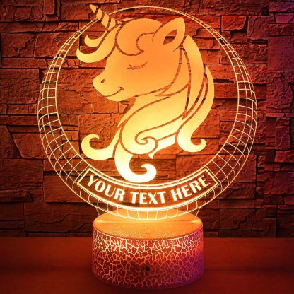 Unicorn 3D Night Light Lamp, Custom Cute Baby Unicorn Desk Decor Gift Yellow