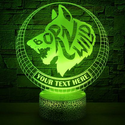 Wolf Personalized 3D Night Light Lamp, Custom Desk Decor Gift Green