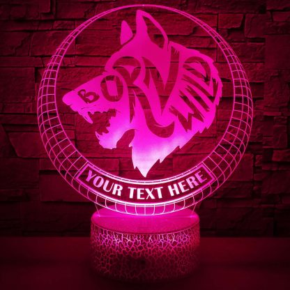 Wolf Personalized 3D Night Light Lamp, Custom Desk Decor Gift Purple