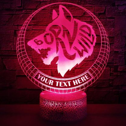 Wolf Personalized 3D Night Light Lamp, Custom Desk Decor Gift Red