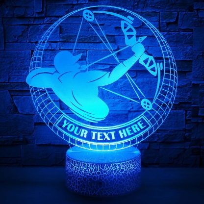 Archer Personalized 3D Night Light Lamp, Custom Archery Desk Decor Gift Blue