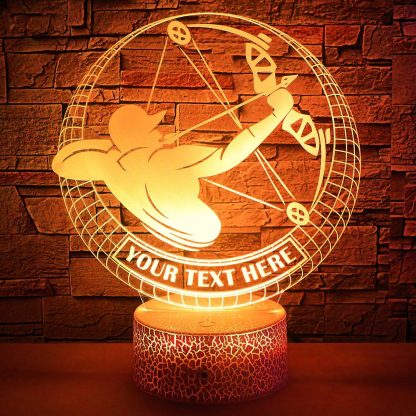 Archer Personalized 3D Night Light Lamp, Custom Archery Desk Decor Gift Yellow
