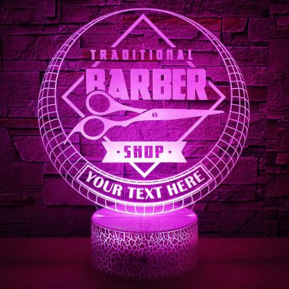 Barbershop Personalized 3D Night Light Lamp, Custom Barbershop & Haircuts Sign Decor Gift Purple