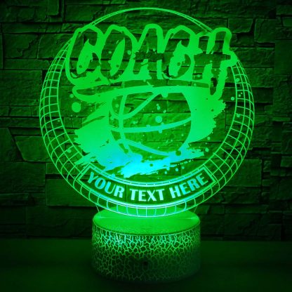Basketball Coach Personalized 3D Night Light Lamp, Custom Sports Desk Decor Gift Green