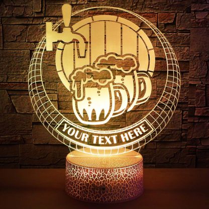 Beer Brewfest Personalized 3D Night Light Lamp, Custom Lager Stout Ale Decor Gift White