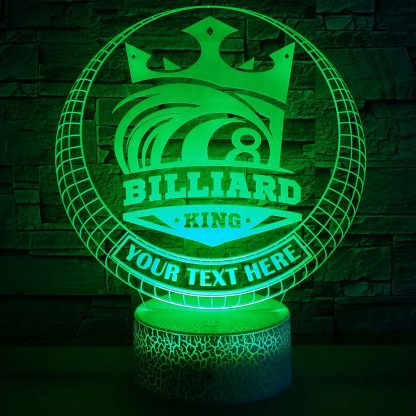 Billiard King Personalized 3D Night Light Lamp, Pool Enthusiasts Tournament Decor Gift Green
