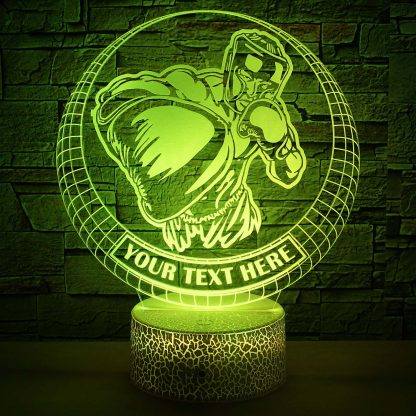Boxer Personalized 3D Night Light Lamp, Custom Boxing Enthusiasts & Club Owners Decor Gift Green