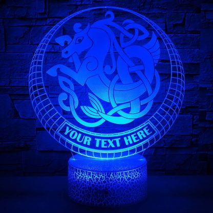 Celtic Seahorse Personalized 3D Night Light Lamp, Custom Mythology Desk Decor Gift Blue