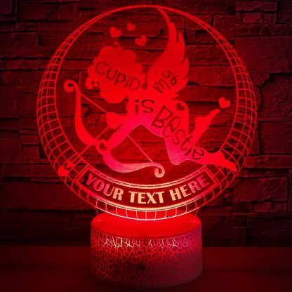 Cupid Personalized 3D Night Light Lamp, Custom Valentine's Day Decor Gift Red