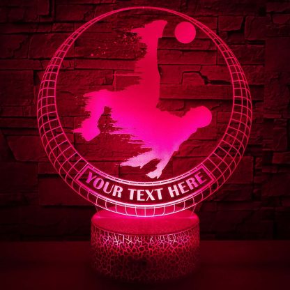 Football Player Personalized Night Light 3D Lamp, Soccer Bicycle Overhead Kick Decor Gift Red