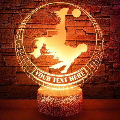 Football Player Personalized Night Light 3D Lamp, Soccer Bicycle Overhead Kick Decor Gift Yellow