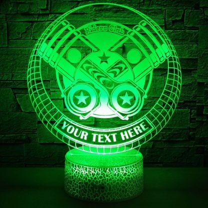 Motorcycle Piston Riders Club Personalized 3D Night Light Lamp, Custom Decor Gift Green