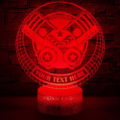 Motorcycle Piston Riders Club Personalized 3D Night Light Lamp, Custom Decor Gift Red