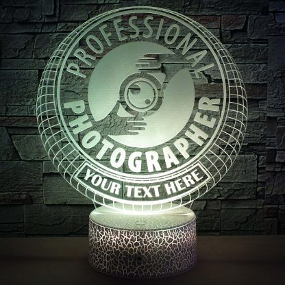 Professional Photographer 3D Night Light Lamp, Custom Photography Sign Decor Gift White