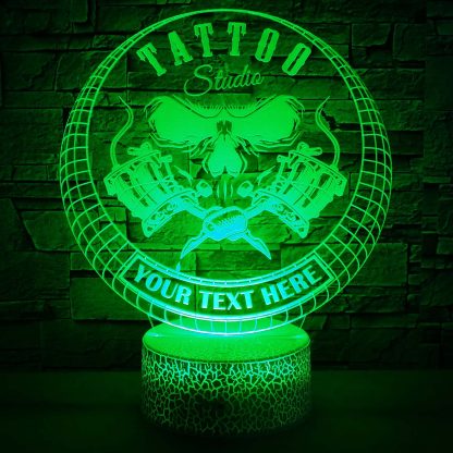 Tattoo Studio 3D Night Light Lamp, Custom Professional Tattoo Shop Sign Decor Gift Green
