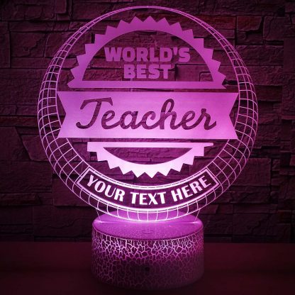 Best Teacher Personalized 3D Night Light Lamp, Custom Graduation Decor Gift Purple