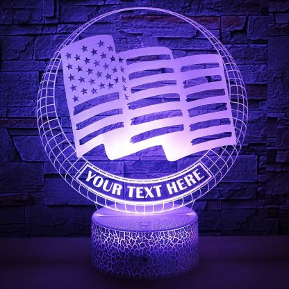 USA National Flag Personalized 3D Night Light Lamp, Custom Desk Decor Gift Violet