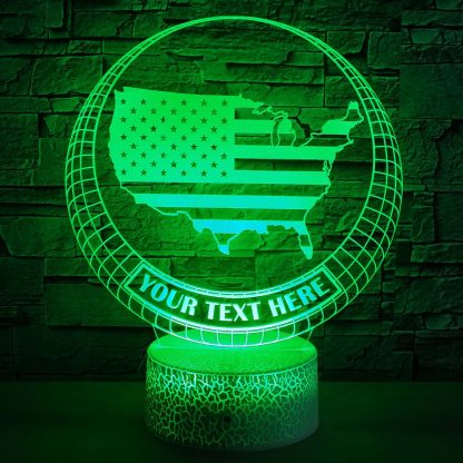 USA Map Personalized 3D Night Light Lamp, Custom Desk Decor Gift Green