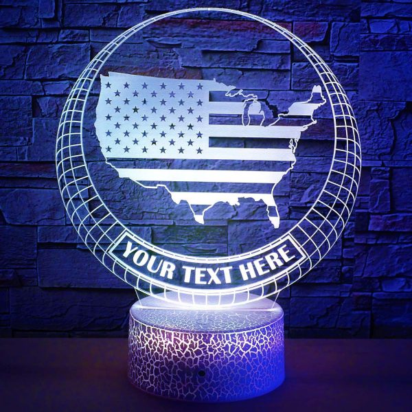 USA Map Personalized 3D Night Light Lamp, Custom Desk Decor Gift White