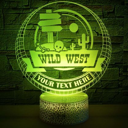 Wild West Sign Personalized 3D Night Light Lamp, Custom Desk Decor Gift Green
